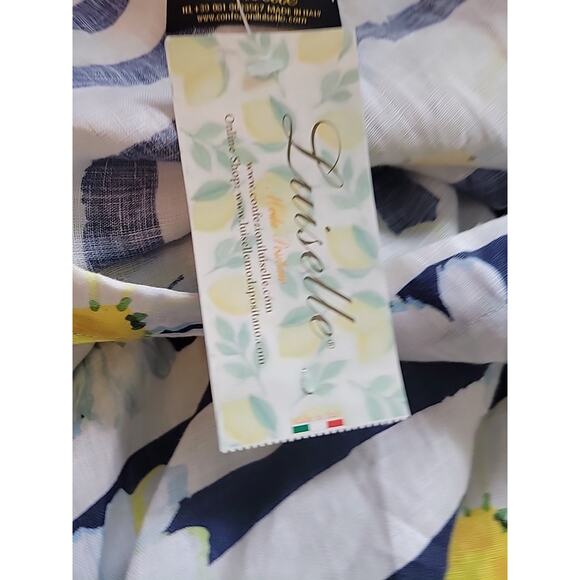 NWT Luiselle Italy 100% Linen White Floral Daisy SS Sundress Womens Med Pockets - Picture 12 of 13